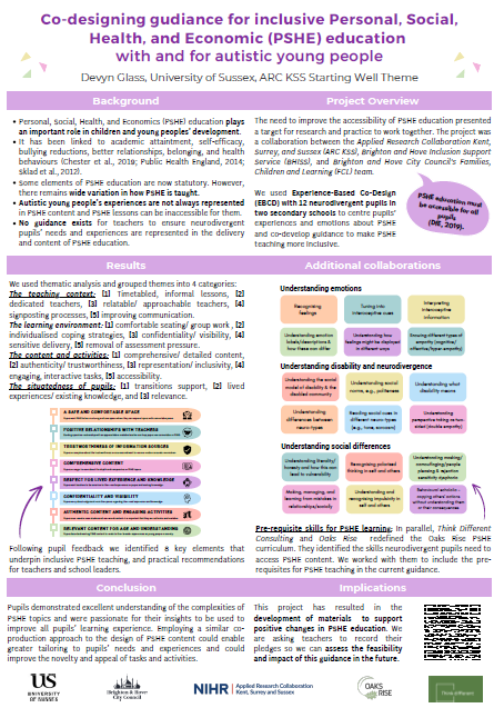 Co-designing guidance for inclusive Personal, Social,Health, and Economic (PSHE) education with and for autistic young people, Devyn Glass Thumbnail